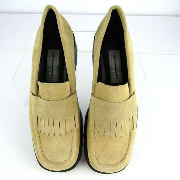 Urban Works Beige Suede Slip On Loafers Oxford Shoes Women's Size 7.5M - Picture 4 of 8